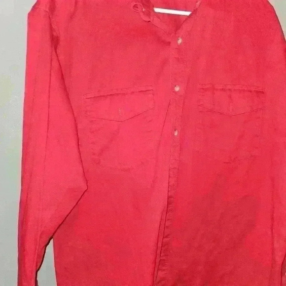 Wrangler Mens Red Button Up Dress Shirt Size 17 x 34 - Picture 2 of 10